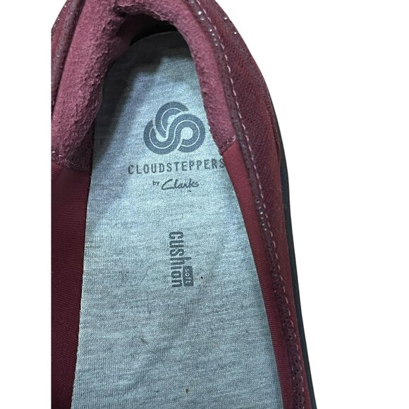 Clarks Cloudsteppers Burgundy Slip-On Shoes Size 8.5M With Patent Accent & Cushi - Picture 7 of 11